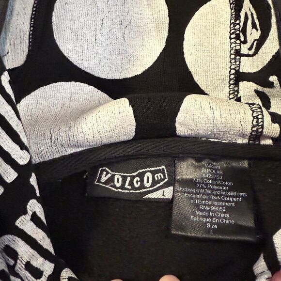 Vintage Volcom Hoodie Zip Up Black White Y2K Punk Skater Grunge Size Large L - Picture 3 of 7
